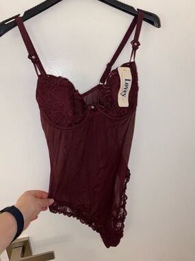 Burgundy Lace Bodysuit